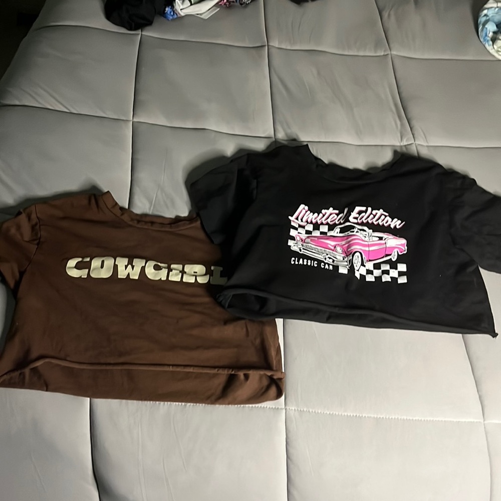 size medium 2 pack of cropped t shirts